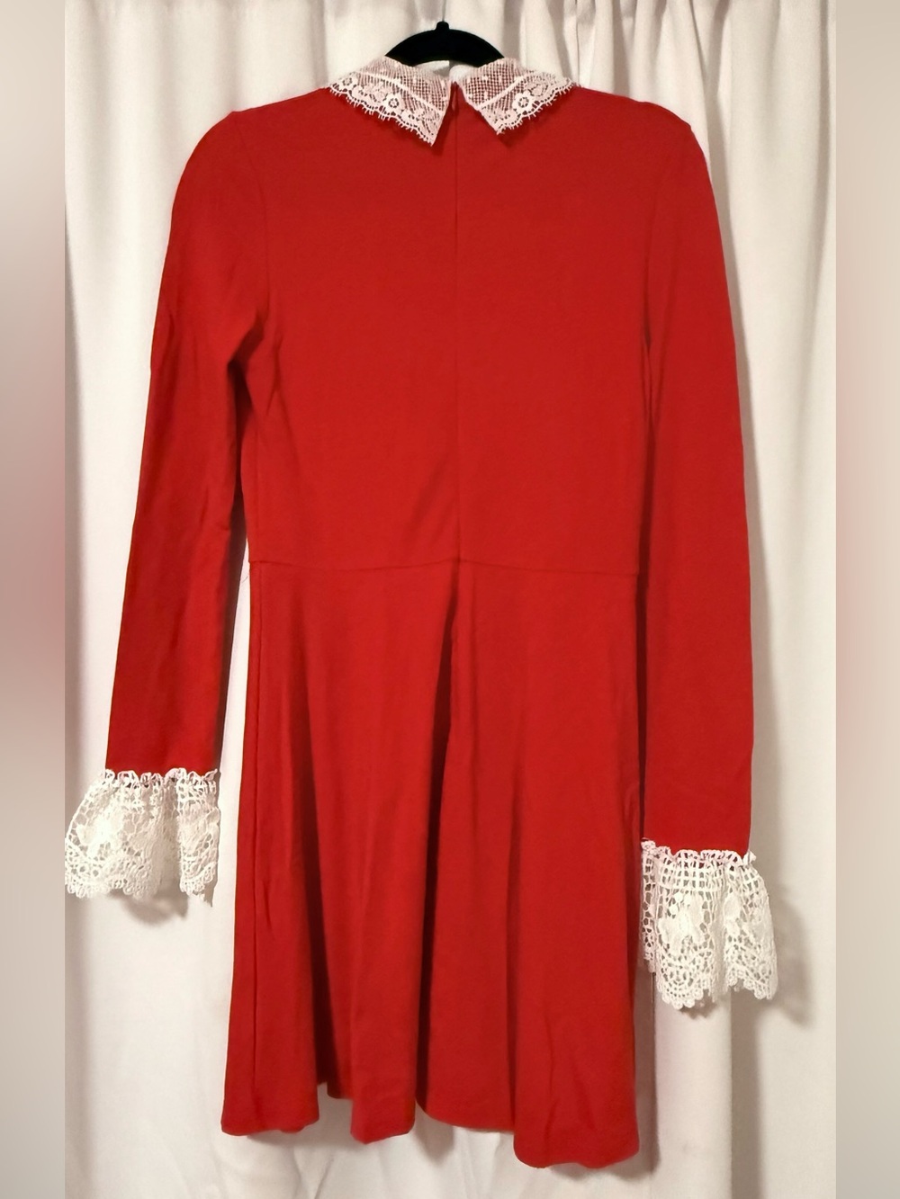 Killstar Blessed Be Blood Red Sabrina Dress with Lace Like Collar & Cuffs Large - Picture 6 of 6